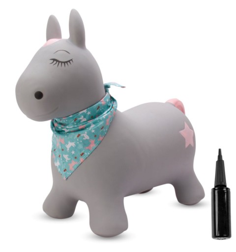 Skoczek dla dzieci do skakania z pompką PONY 60 cm | Szary